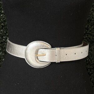 NEW Silver Brazilian Real Leather Belt